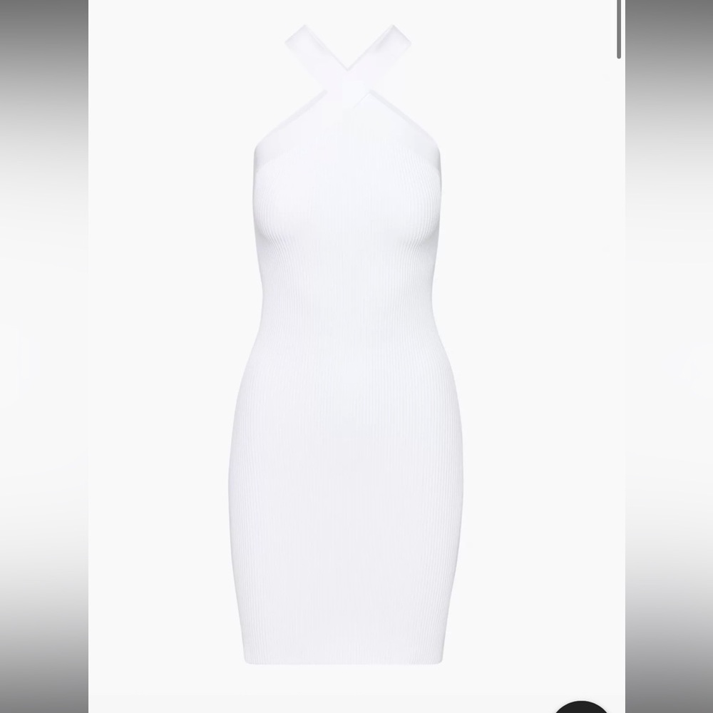 Aritzia babaton sculpt knit criss cross mini dress in white
